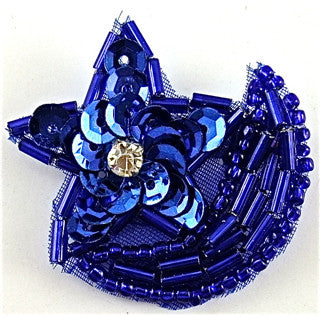 Star with Royal Blue Beads and Sequins Half Moon 1.5" x 1.25