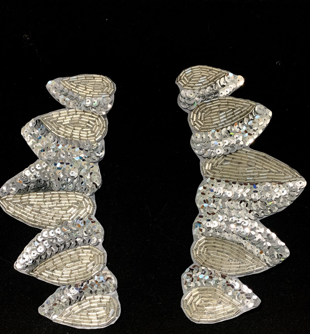Designer Motif Leaf Neckline with Silver Sequins and Beads 3