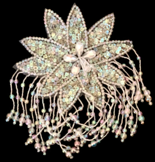 Epaulet with yellowish Sequins and Beads 6" x 8"