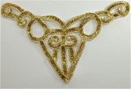 Designer Motif Lazer Gold Sequins Silver Beaded Neck Piece 10.5" x 5"