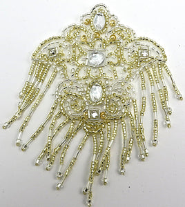 Epaulet with Gold and Silver Beads and Jewels 4.5" x 4"