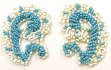 Load image into Gallery viewer, Designer Motif Pair with Turquoise and White Beads 2.25&quot; x 1.5&quot;