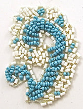 Load image into Gallery viewer, Designer Motif Pair with Turquoise and White Beads 2.25&quot; x 1.5&quot;