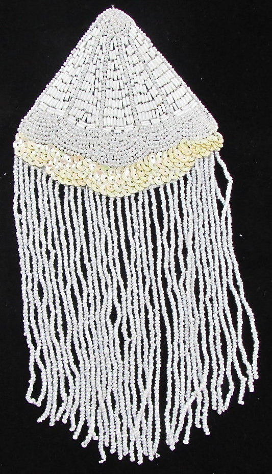 Epaulet with White and Cream Sequins and Beads 9" x 4.5"