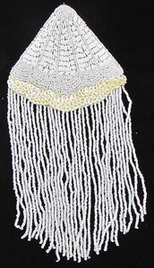 Epaulet with White and Cream Sequins and Beads 9" x 4.5"