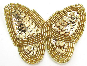 Butterfly with Gold Sequins and Beads 2.5" x 3.5"