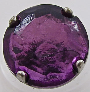 Button with Purple Glass in Silver Setting 1"