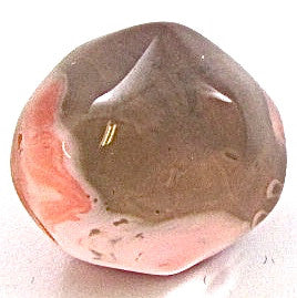 Button Glass with Pink and Tan In Glass 1"