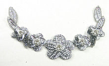 Load image into Gallery viewer, Flower with Silver Sequins Pearls and Rhinestones 8.5&quot; x 4&quot;