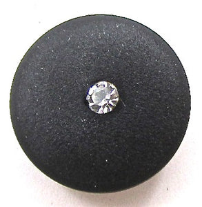 Button all Black with Tiny Rhinestone 1/2"