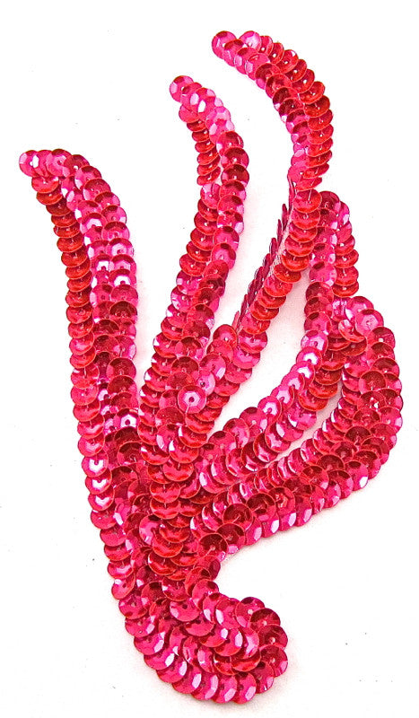Leaf With Sequins Fuchsia 5" x 3"