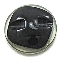 Button Black Glass with Black and Gold Flecks 7/8