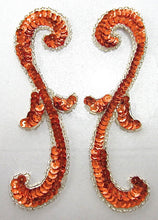 Load image into Gallery viewer, Designer Motif with Orange Sequins and Silver Beads 6&quot; x 3&quot;