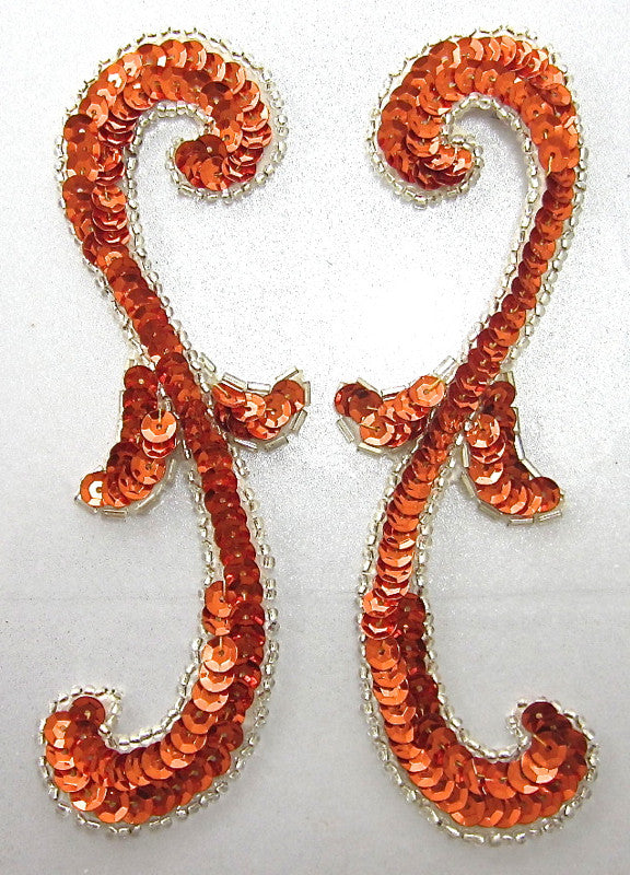 Designer Motif with Orange Sequins and Silver Beads 6