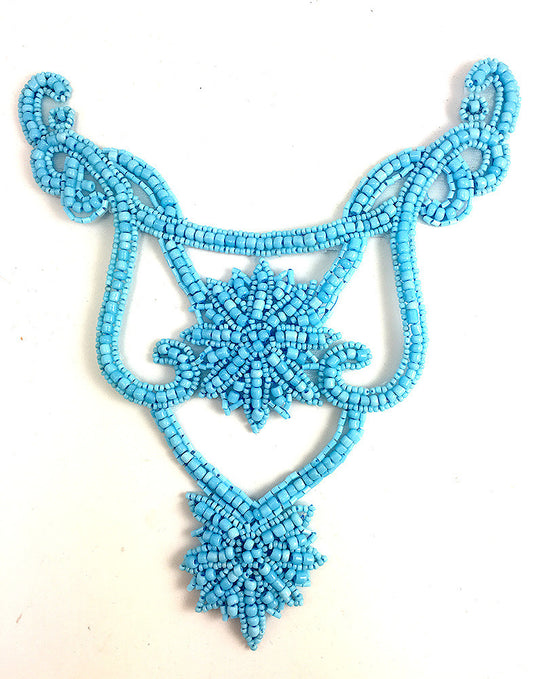 Designer Motif Neckline with Turquoise Beads 8" x 6"