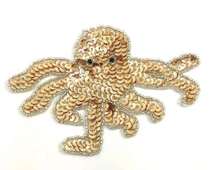 Octopus with Gold Sequins and Silver Beads 5"