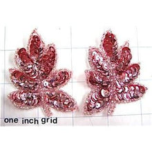 Load image into Gallery viewer, Leaf Pair with Pink Beads and Sequins* 2.75&quot;