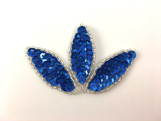 Choice of Leaf with Spotlight Laser Light or Dark Blue Sequins and Silver Beads 3.25" x 2.25"