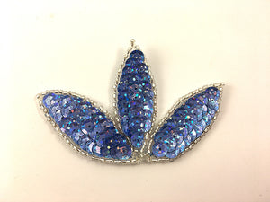 Choice of Leaf with Spotlight Laser Light or Dark Blue Sequins and Silver Beads 3.25" x 2.25"