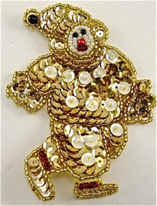Clown with Gold and Gold Sequins 4' x 3"