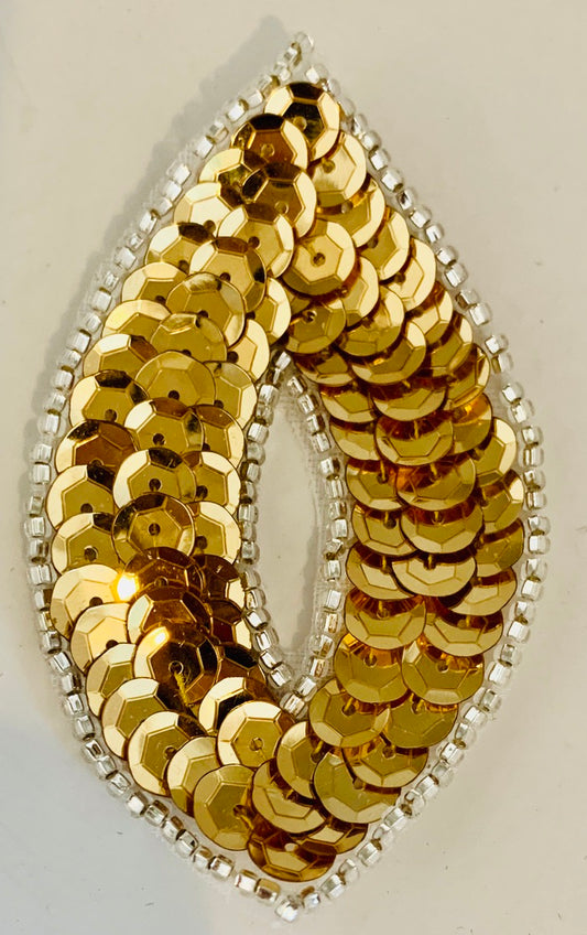 Designer Motif O Shaped With Gold Sequins and Silver Beads 3"