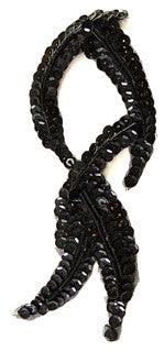 Designer Motif with Black Sequins 5" x 2"