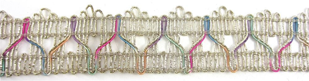 Trim with Multicolored Threads and Bullion Silver Thread 1.5 