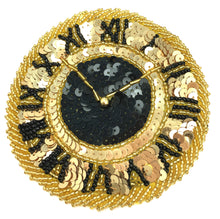 Load image into Gallery viewer, Clock Gold and Black Sequins and Beads 4&quot;