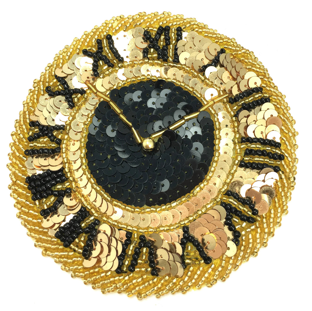 Clock Gold and Black Sequins and Beads 4