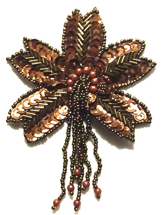 Epaulet with Bronze Beads and Sequins 4.5" x 3.5"