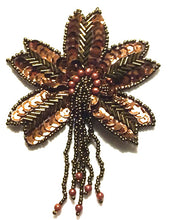Load image into Gallery viewer, Epaulet with Bronze Beads and Sequins 3.5&quot; x 3&quot;