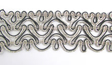 Load image into Gallery viewer, Trim with Silver and Black Bullion Thread 2.75&quot; Wide
