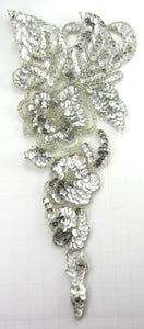 Flower with Silver Sequins and Beads 12" x 5"