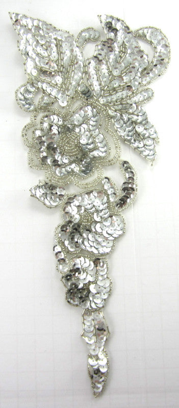 Flower with Silver Sequins and Beads 12