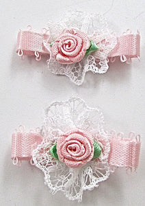 Flower Pink with white Lace Set of Two 1.25"