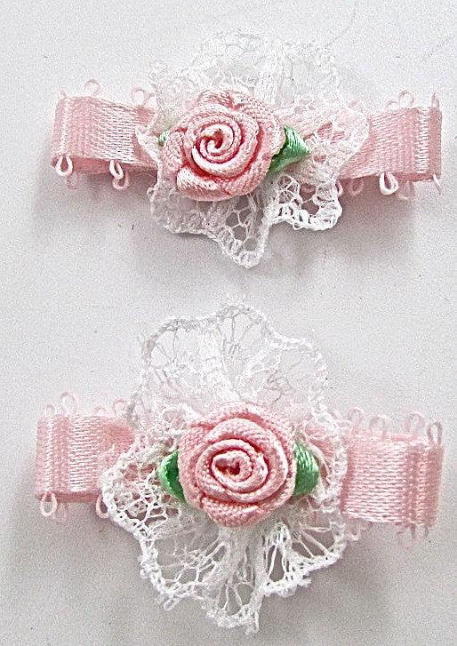 Flower Pink with white Lace Set of Two 1.25