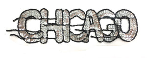Chicago with Black and Silver Sequins and Beads 3" x 10"