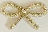 Bow with Many High Quality Rhinestones Silver Beads 2