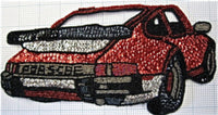 Porsche with Red Silver and Black Sequins and Beads 10