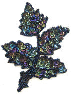 Leaf with Moonlite Sequins and Beads 4" x 5"