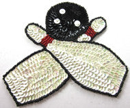 Bowling Ball with Pins 4.5" x 4" in 2 Variants: Pre-Glued or Not Pre-Glued