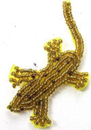 Gecko with Gold and Bronze Beads 1