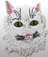 Load image into Gallery viewer, Cat with White Sequin Face Beaded Eyes 8&quot; X 6&quot;
