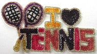 I Love Tennis With Beaded Tennis Racquets, 6.5" x 3.5"