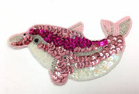 Dolphin with Pink, Fuchsia, Iridescent Sequins and Beads 3