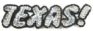 Load image into Gallery viewer, TEXAS Black Beads Silver Sequins Word 5&quot;x1.5&quot;
