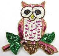 Owl with MultiColored Sequins and Beads 6.5" x 6"