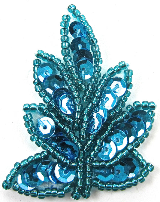 Leaf with Turquoise Sequins and Beads
