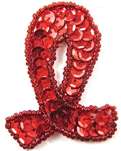 Load image into Gallery viewer, Ribbon Red Awareness Sequin Beaded 2&quot; x 1.75&quot;