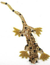 Load image into Gallery viewer, Lizard with Gold Black Sequins and Beads 3&quot; x 7&quot;